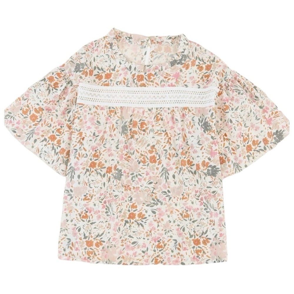 Multicolor floral women’s ruffle blouse size Large NWOT